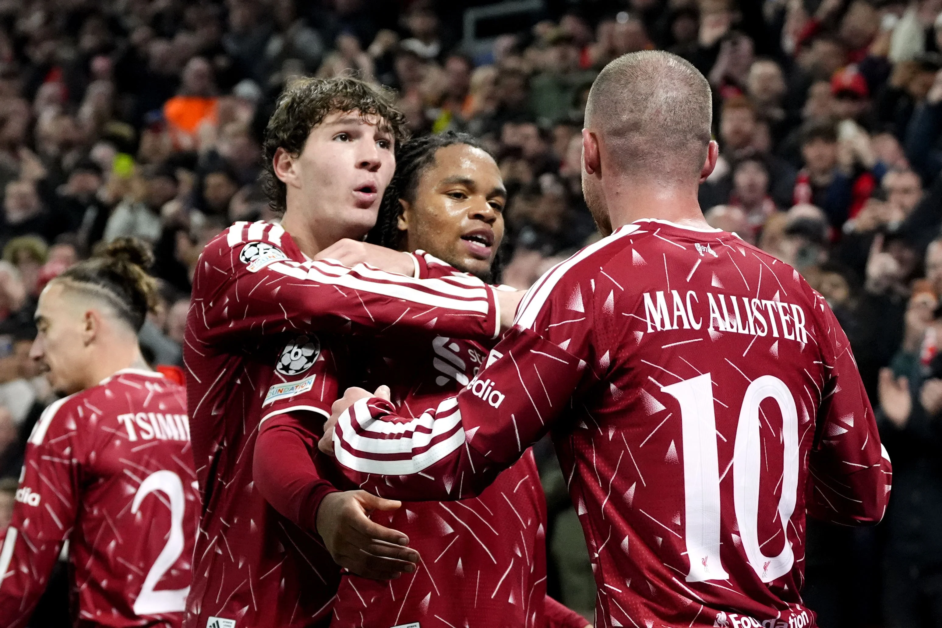 Alexis Mac Allister was aided by a brilliant Rio Ngumoha (centre) performance