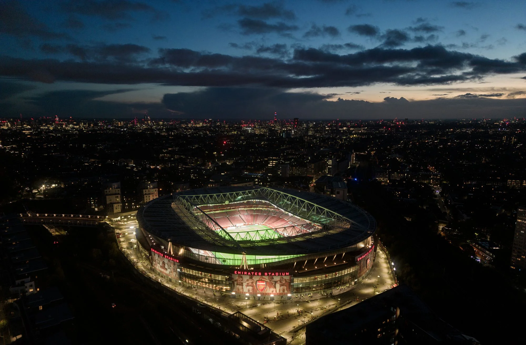 An aerial view of Arsenal's Emirates Stadium, which was built to replace the historic Highbury
